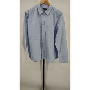 Quince Women Organic Cotton Boxy Cropped Oxford Shirt Blue L